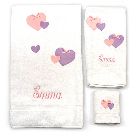 Girl's 3-piece Heart Towel Set